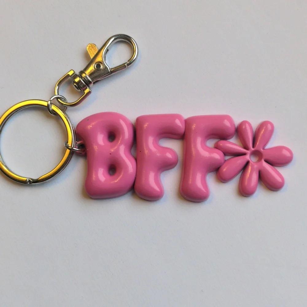 Pink Princess Peach Keychain Set  & Justice Metal keychain. Purse Fobs. New,